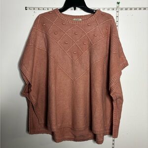 LOFT Textured Knit Poncho in Soft Pink